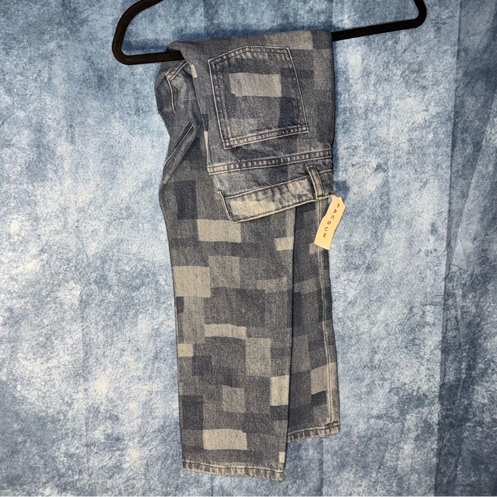 PacSun Boys Indigo Blue Geometric Jeans Size 12 Style 0083